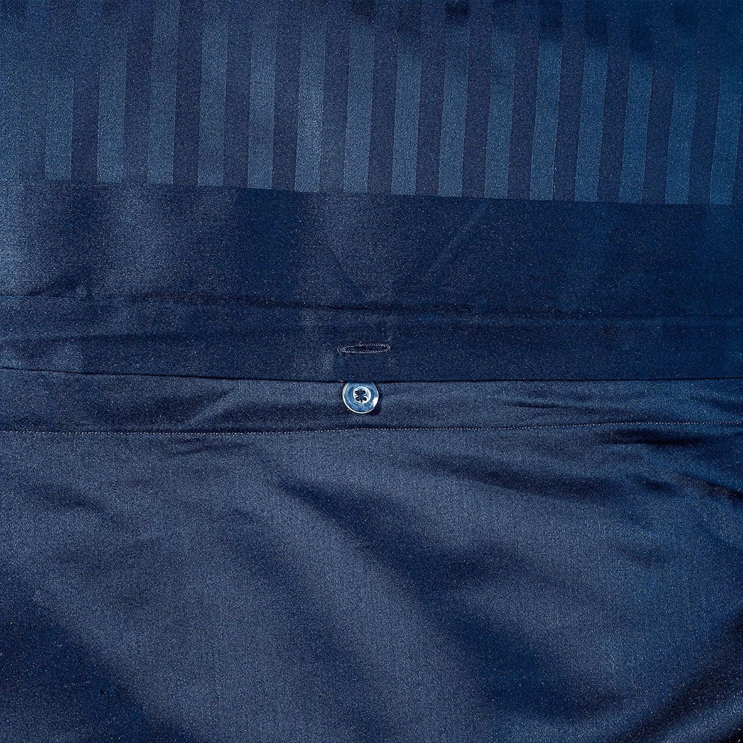 1000 Thread Count Cotton Satin Stripe Reversible Quilt Cover Bedding Set - Navy