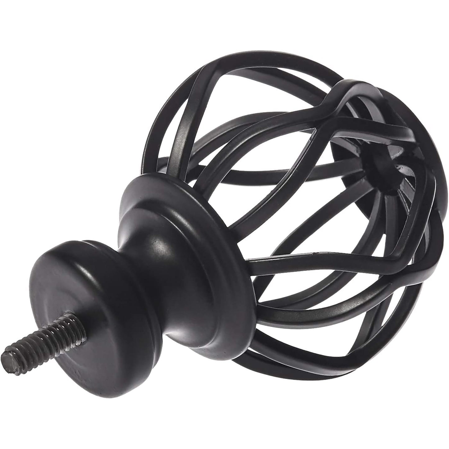 Decorative Lattice Cage Curtain Rod Finials Set of Two - Black