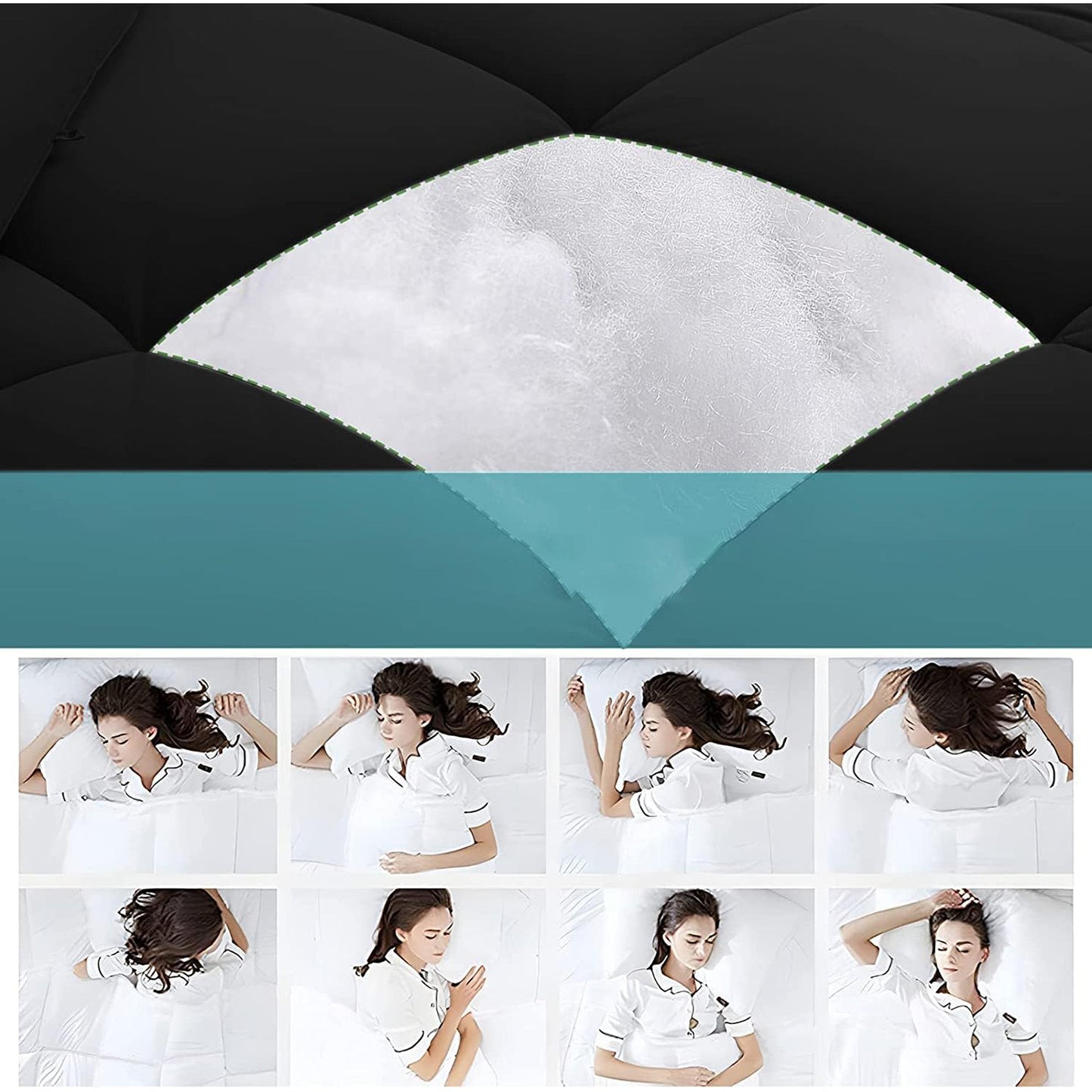 Warm and Cooling Microfibre Comforter Bedding Set - Black