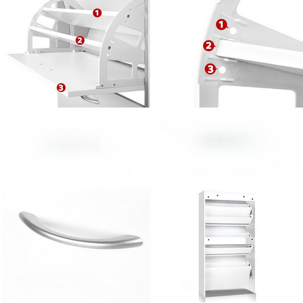 3 Tier Shoe Cabinet - White