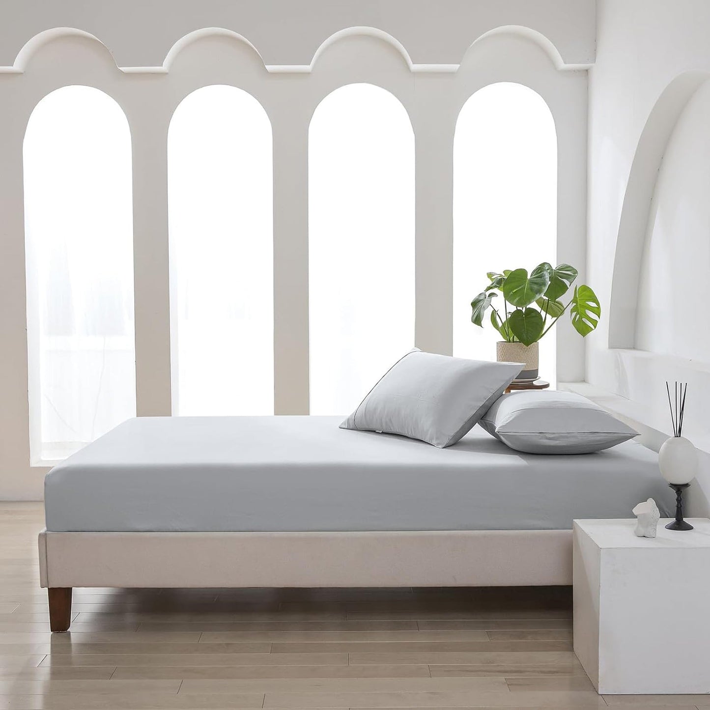 500TC Soft and Luxurious 100% Cool Breathable Cotton Bed Sateen Set - Silver