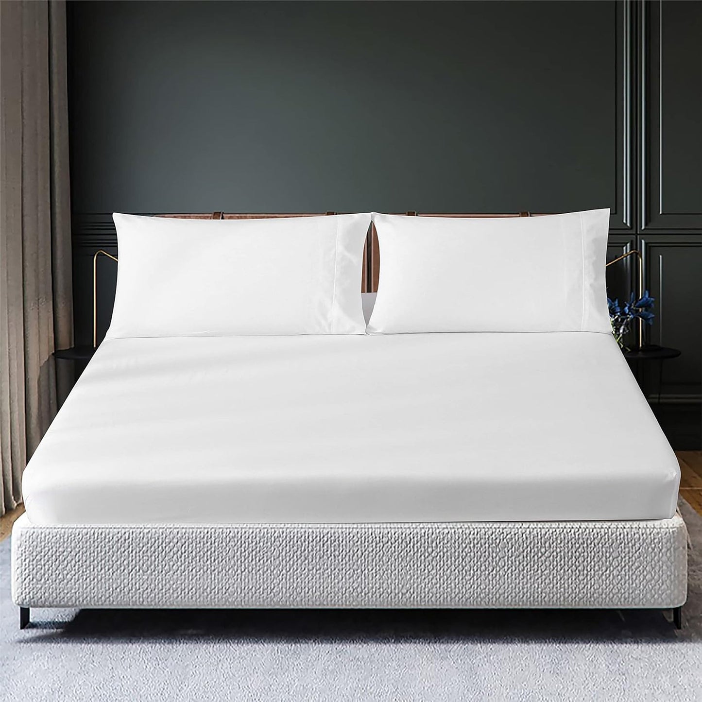 300 Thread Count Sheet Set 50% Cotton 50% Polyester Bed Sheet Set - White