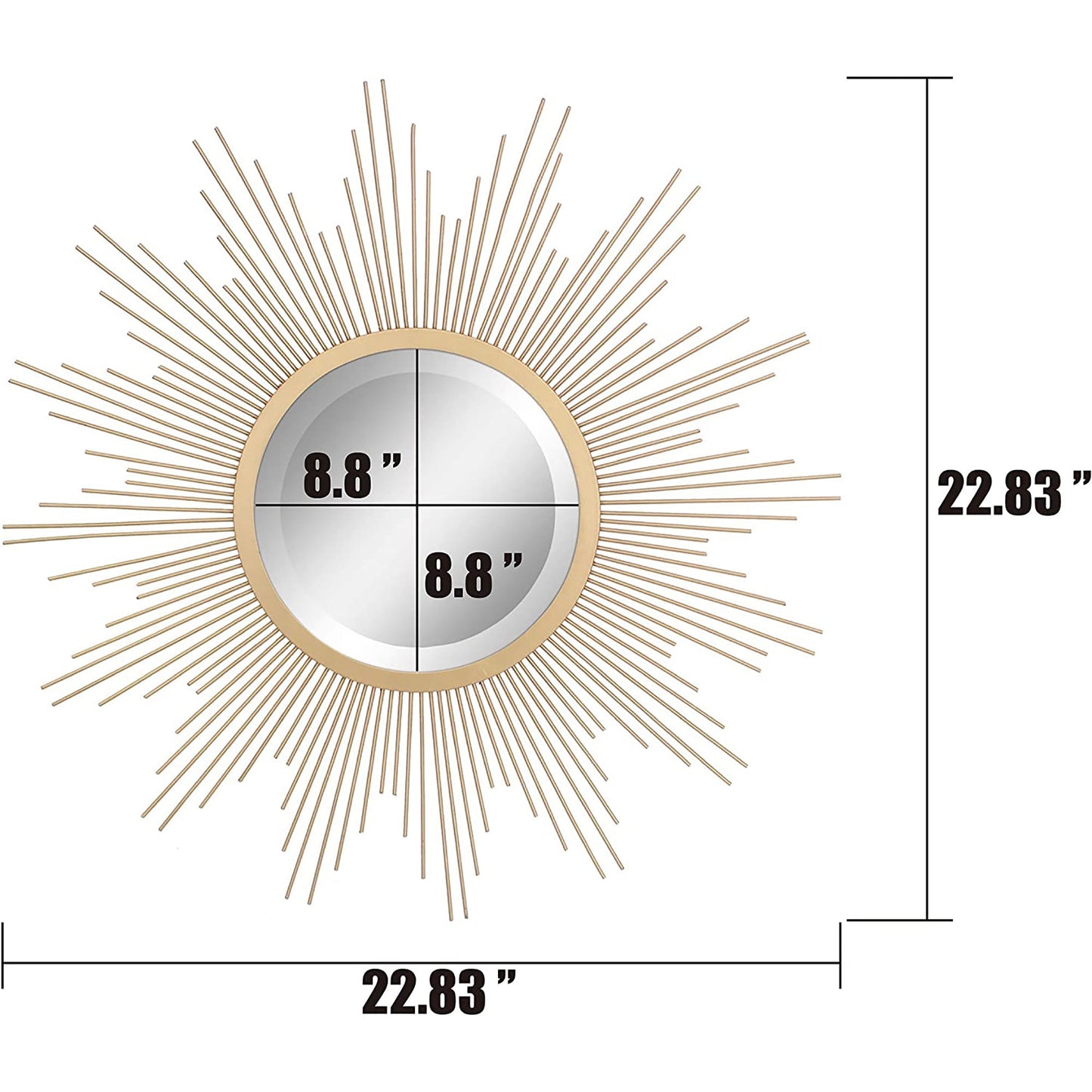 Sunburst Metal Radiant Golden Decorative Wall Mirror - 24 Inches