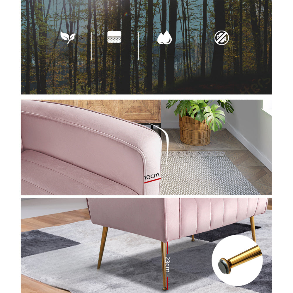 Armchair Lounge Chair Accent Armchairs Chairs Velvet Sofa Pink Seat