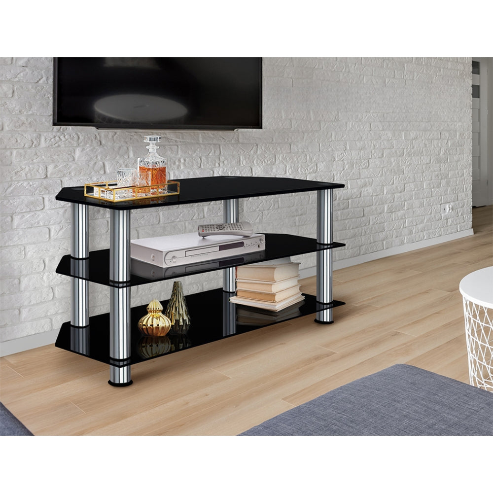TV Stand Entertainment Unit Media Cabinet Temptered Glass 3 Tiers