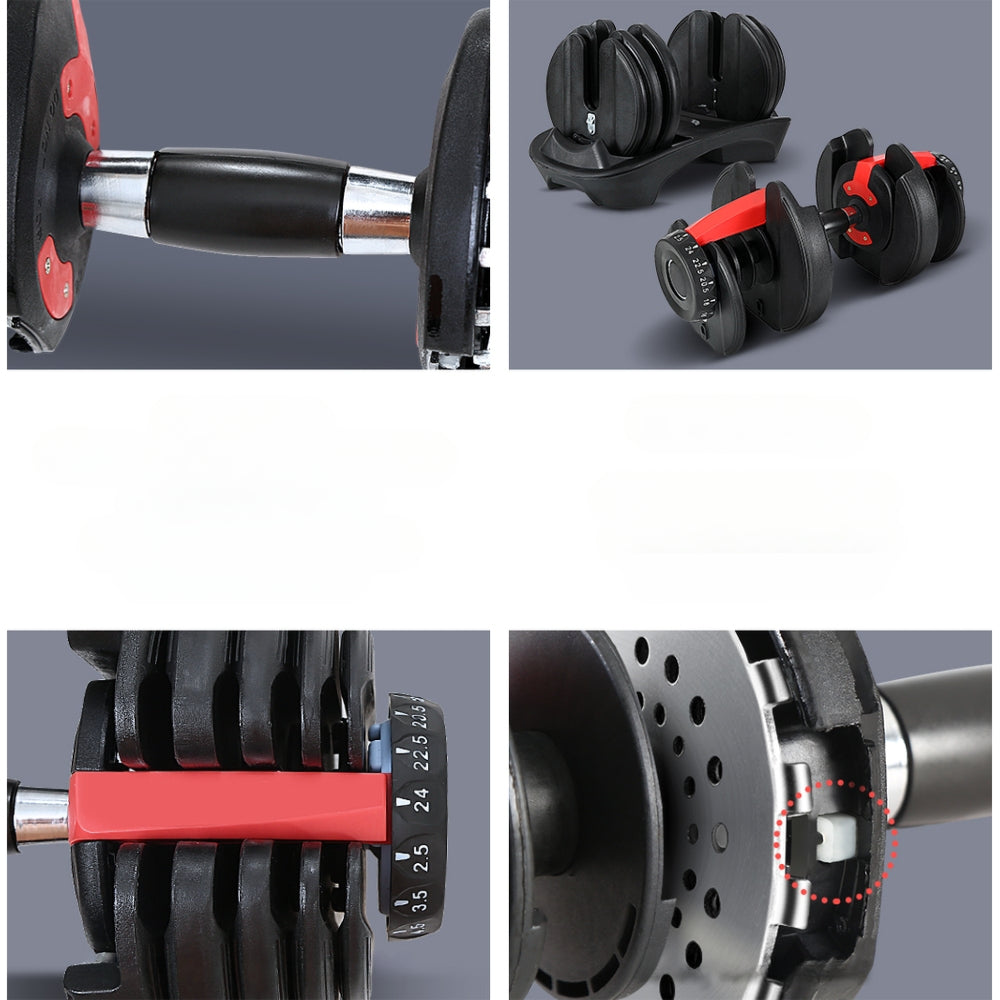 24kg Adjustable Dumbbell Dumbbells Weight Plates Home Gym Fitness Exercise