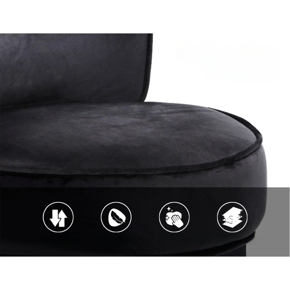 Velvet Vanity Stool Backrest Stools Dressing Table Chair Makeup Bedroom Black
