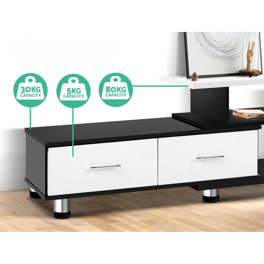 TV Cabinet Entertainment Unit Stand Wooden 160CM To 220CM Storage Drawers Black White