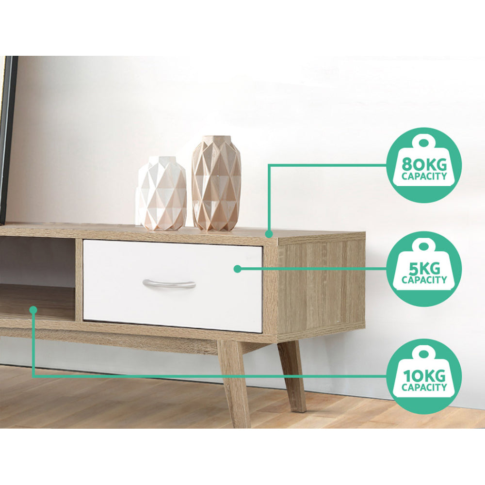 TV Cabinet Entertainment Unit Stand Storage Drawer Scandinavian 180cm Oak
