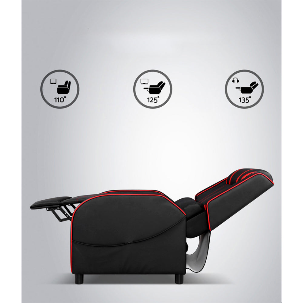 Recliner Chair Gaming Racing Armchair Lounge Sofa Chairs Leather Black