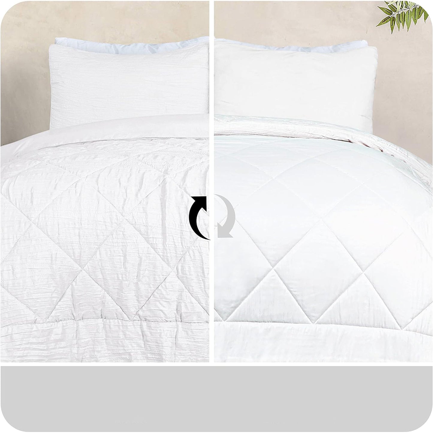 Warm and Cooling Crinkled Comforter Bedding Set - White