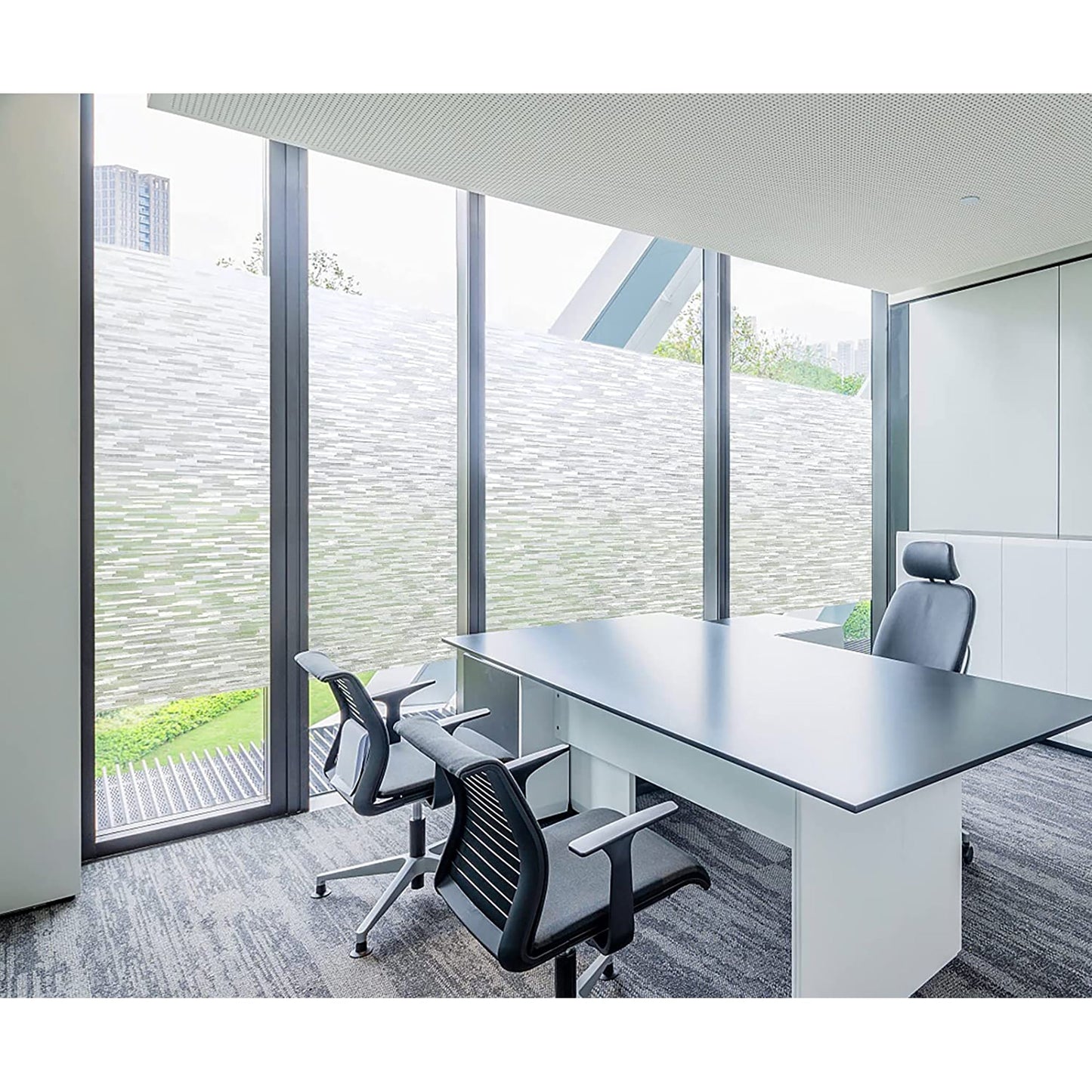 Frosted Privacy Window Film Non Adhesive UV Blocking Self Static Cling - 44.5x300 cm