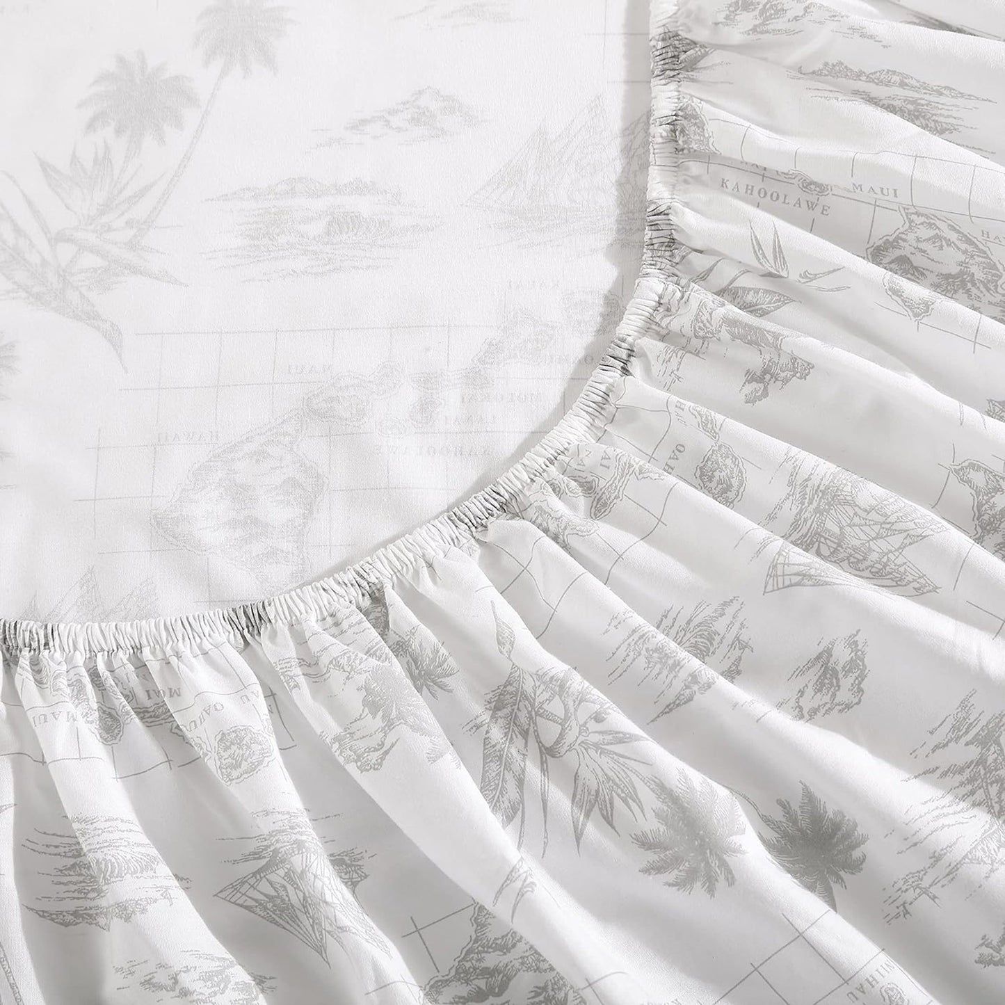 Crisp and Cool Cotton Percale Stylish Bed Sheet Set - Grey White