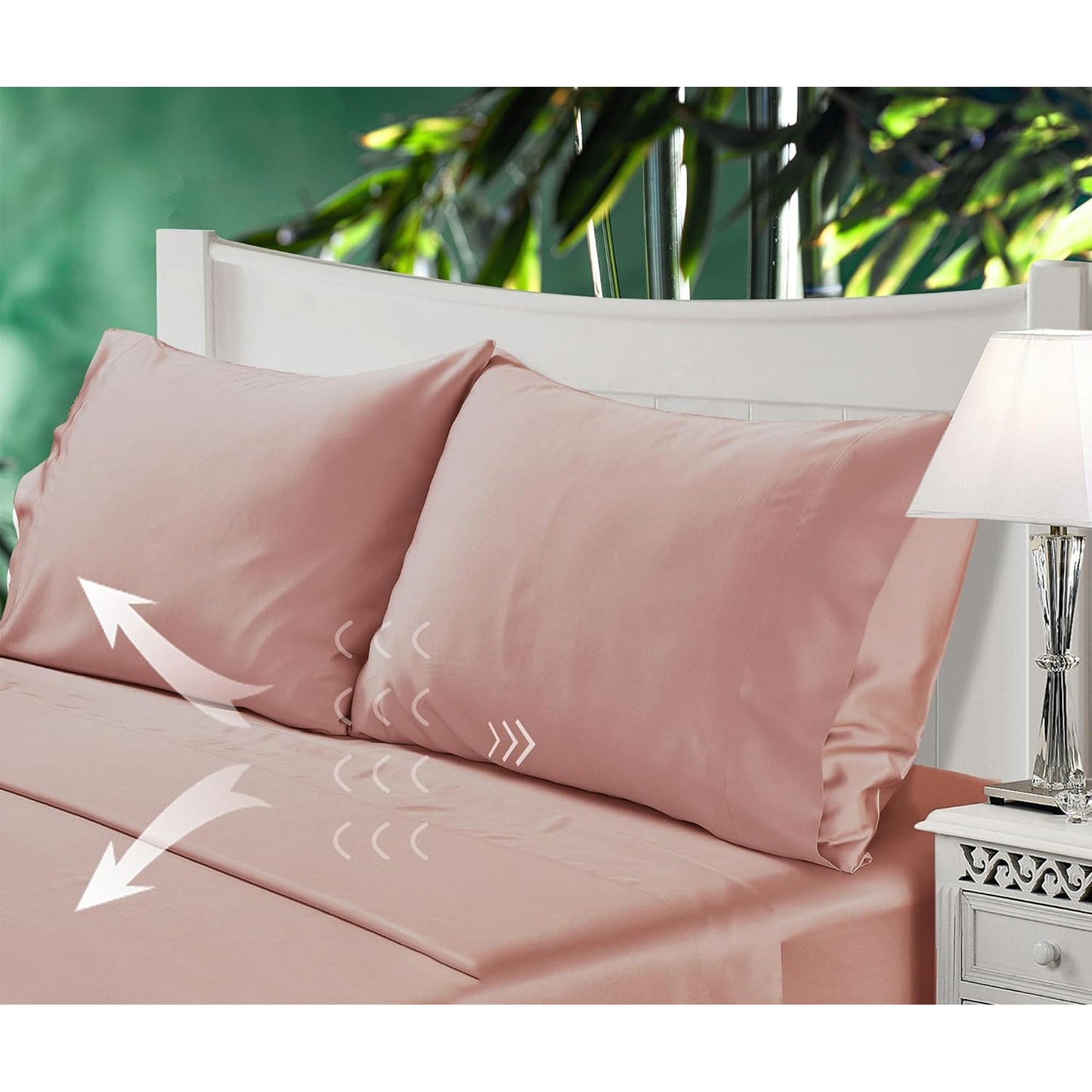 2 Pack Cooling Breathable Pillowcase with Envelope Closure - Blush