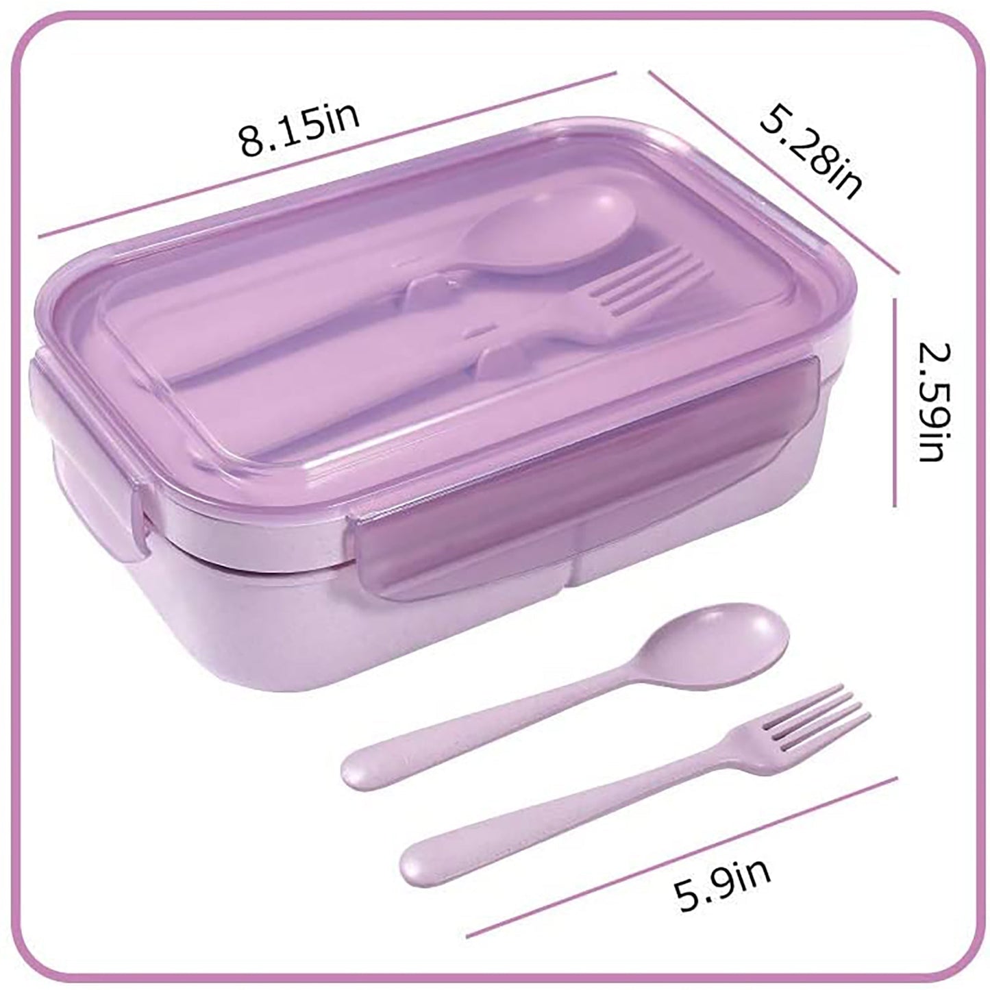 Microwave Safe Lunch Container Bento Box with 4 Compartments for Kids - Light Purple