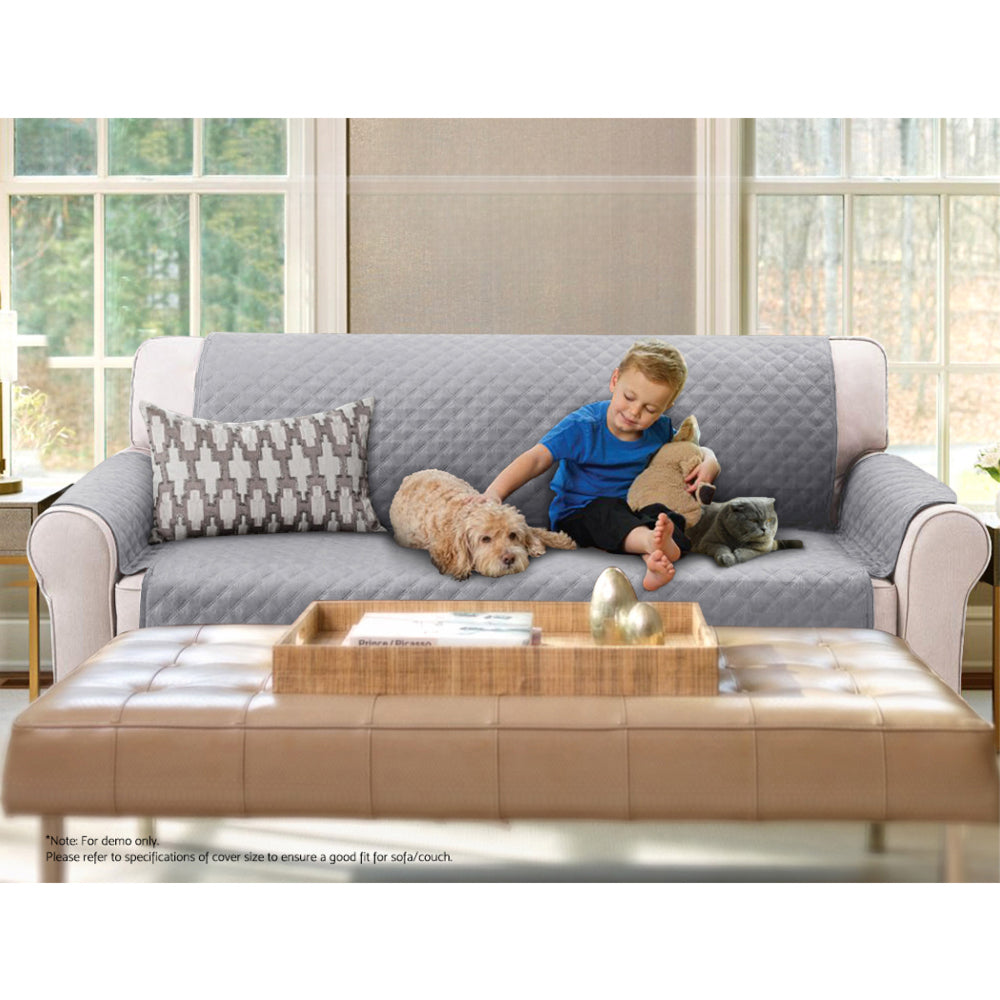 Sofa Cover Quilted Couch Covers Lounge Protector Slipcovers 3 Seater Grey
