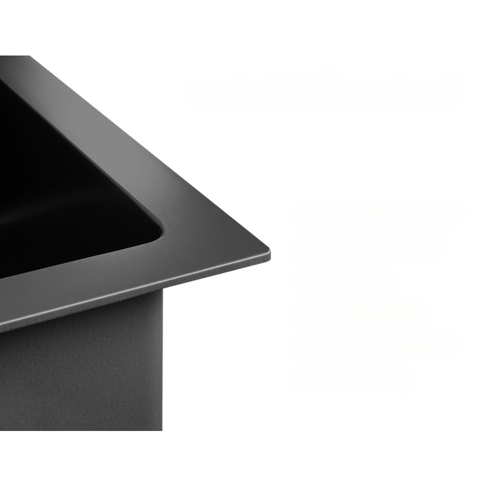 75cm x 45cm Stainless Steel Kitchen Sink Under/Top/Flush Mount Black