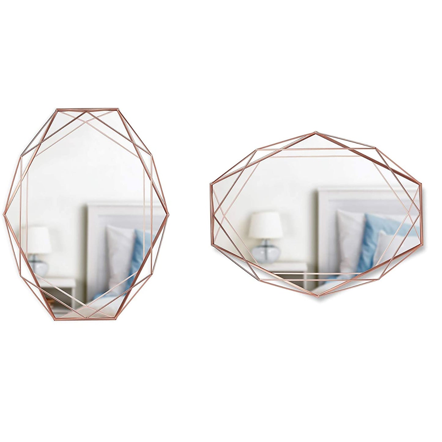 Modern Geometric Shaped Oval Wall Mirror Home Decor - Copper