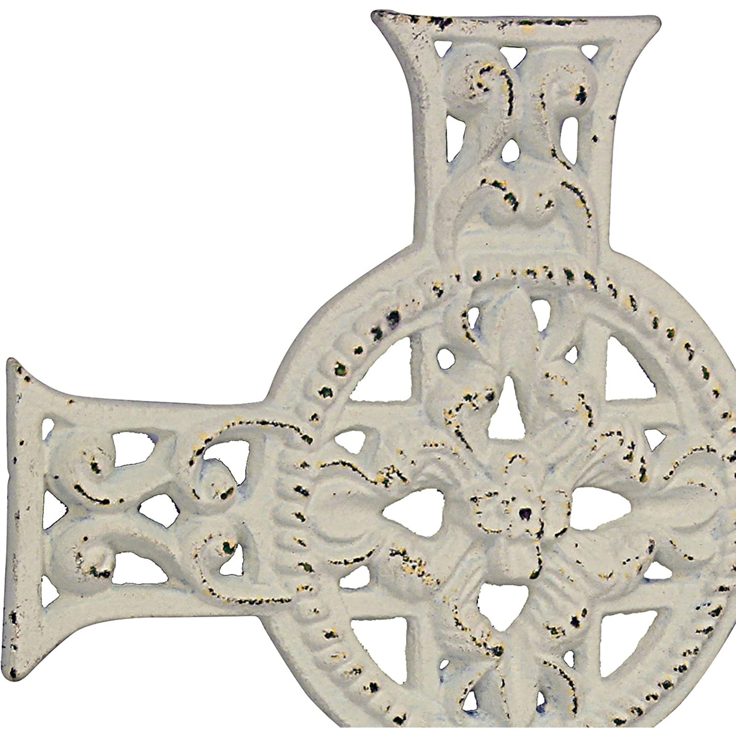 Accents of Faith 11.5 Inch Cast Iron Hanging Cross - Worn White