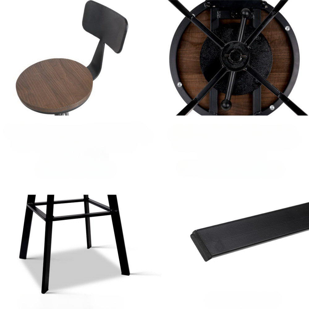 Rustic Industrial Style Metal Bar Stool - Black and Wood