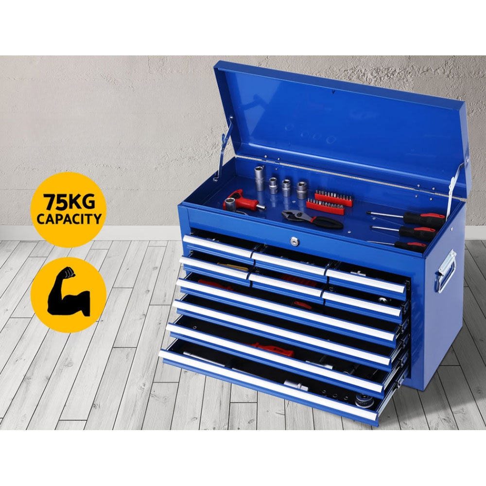 Tool Box Chest Trolley Cabinet Garage Storage Blue - 10 Drawers