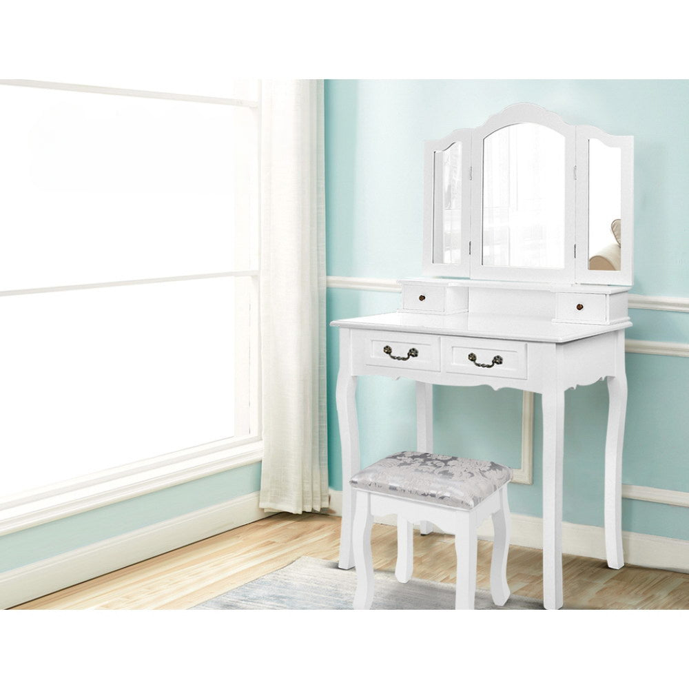 Dressing Table Stool Bedroom White Make Up Chair Fabric Furniture