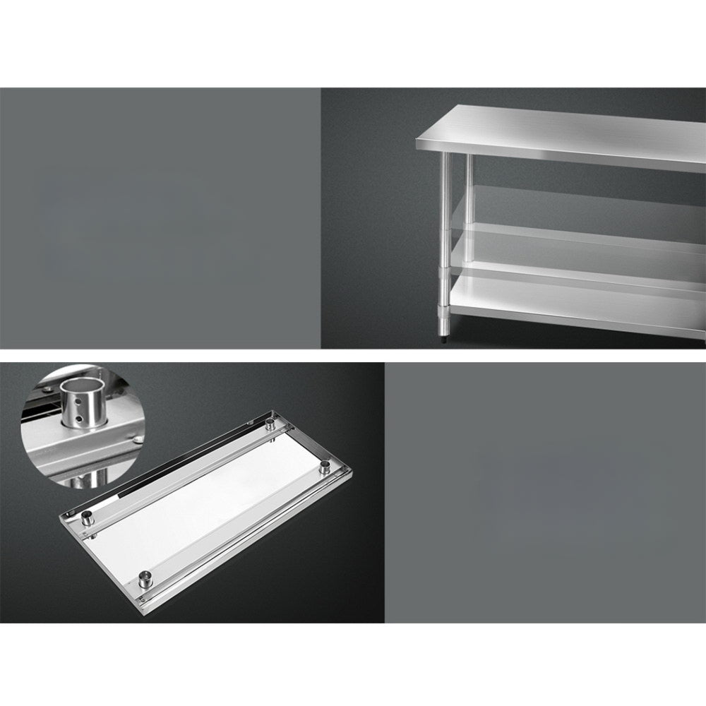 430 Stainless Steel Kitchen Benches Work Bench Food Prep Table with Wheels 1829MM x 610MM