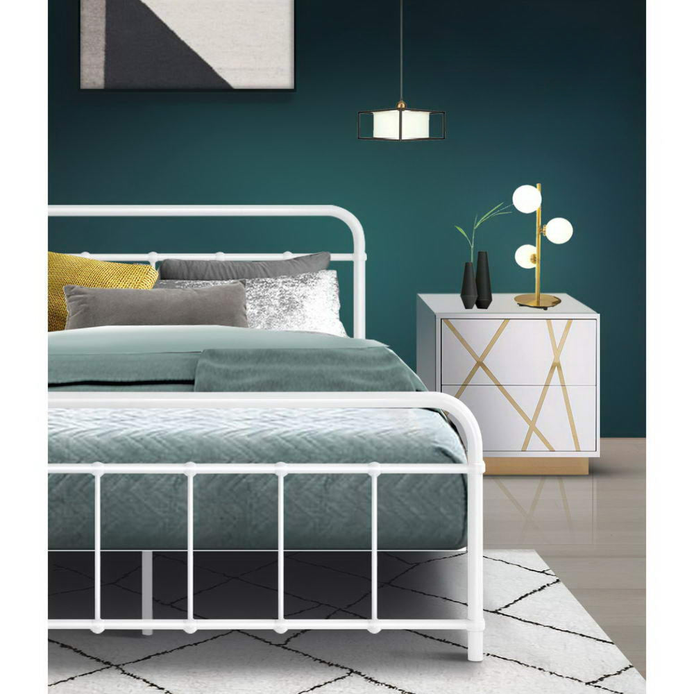 Metal Bed Frame - Double (White)