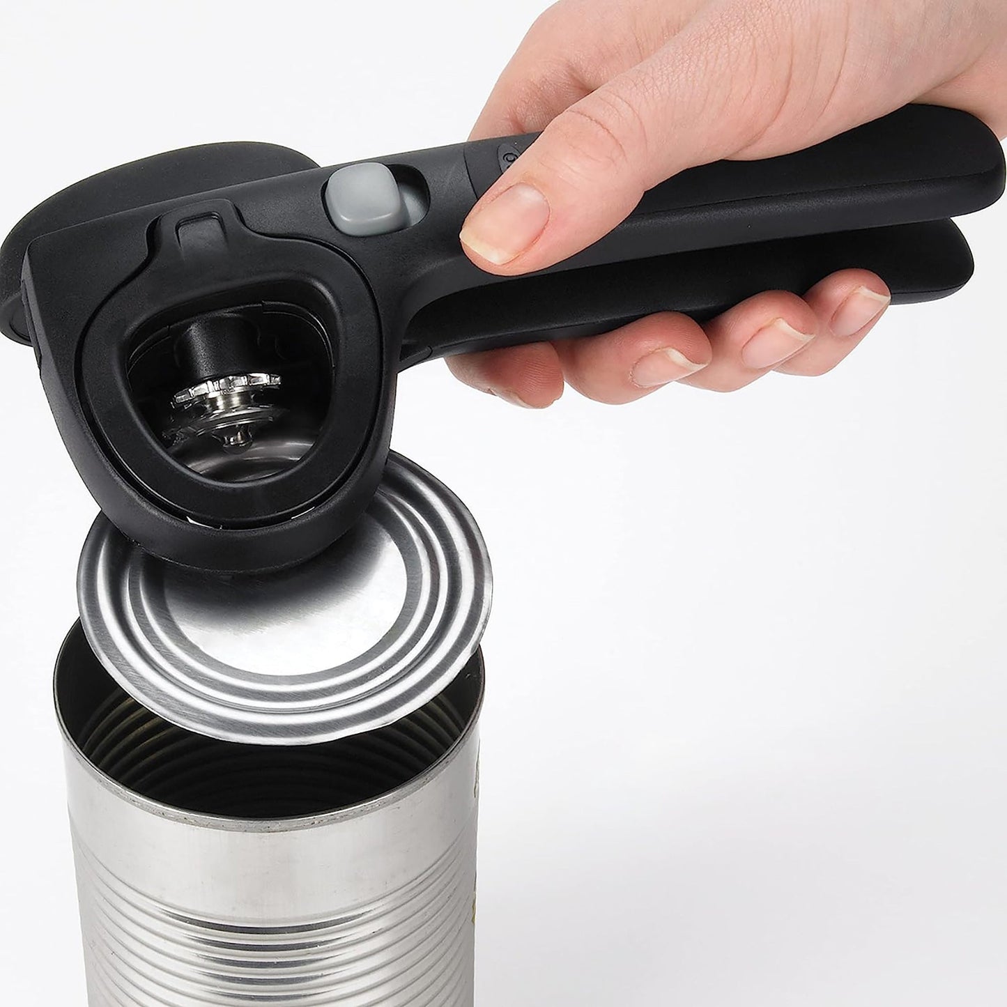 Locking Can Opener with Lid Catch - Black