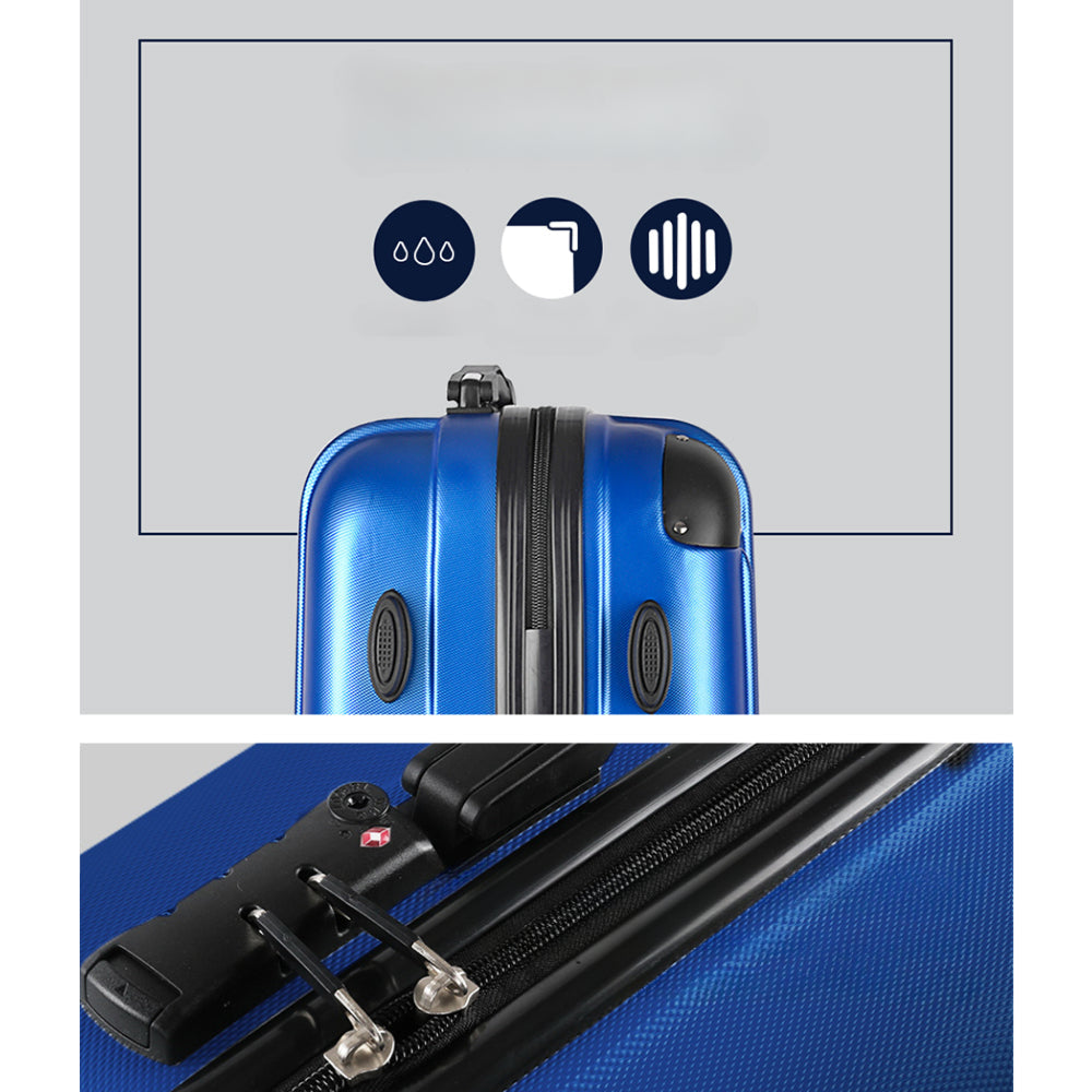 28" Luggage Trolley Travel Suitcase Set TSA Lock Hard Case Shell Blue