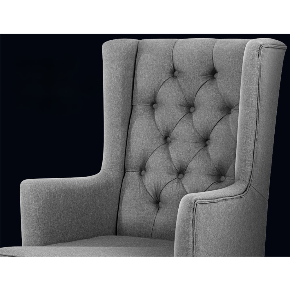 Rocking Armchair Feeding Chair Linen Fabric Armchairs Lounge Retro Grey