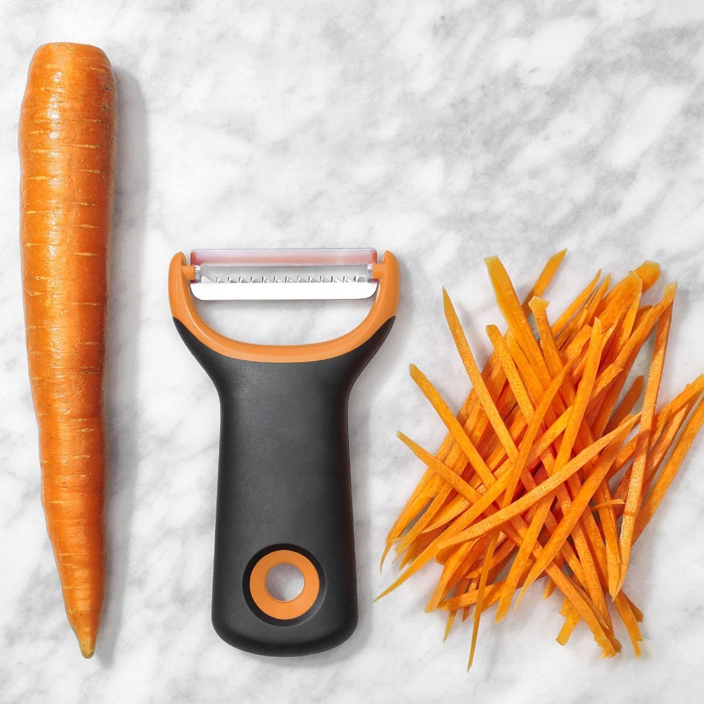 Japanese Stainless Steel Sharp Vegetable Julienne Peeler - Black and Orange