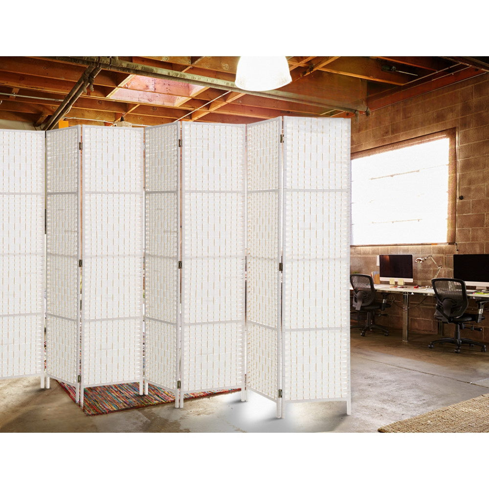 8 Panel Room Divider Screen Privacy Timber Foldable Dividers Stand White