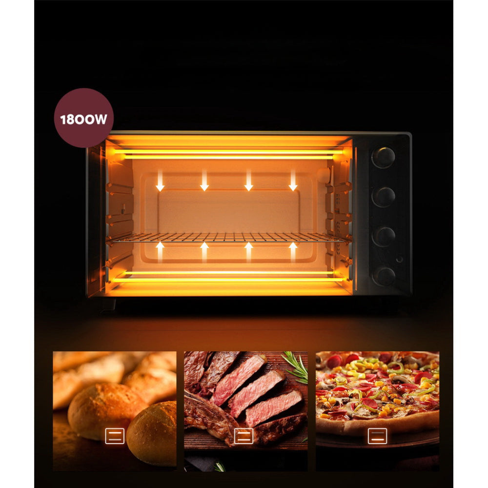 Electric Convection Oven Bake Benchtop Rotisserie Grill 45L