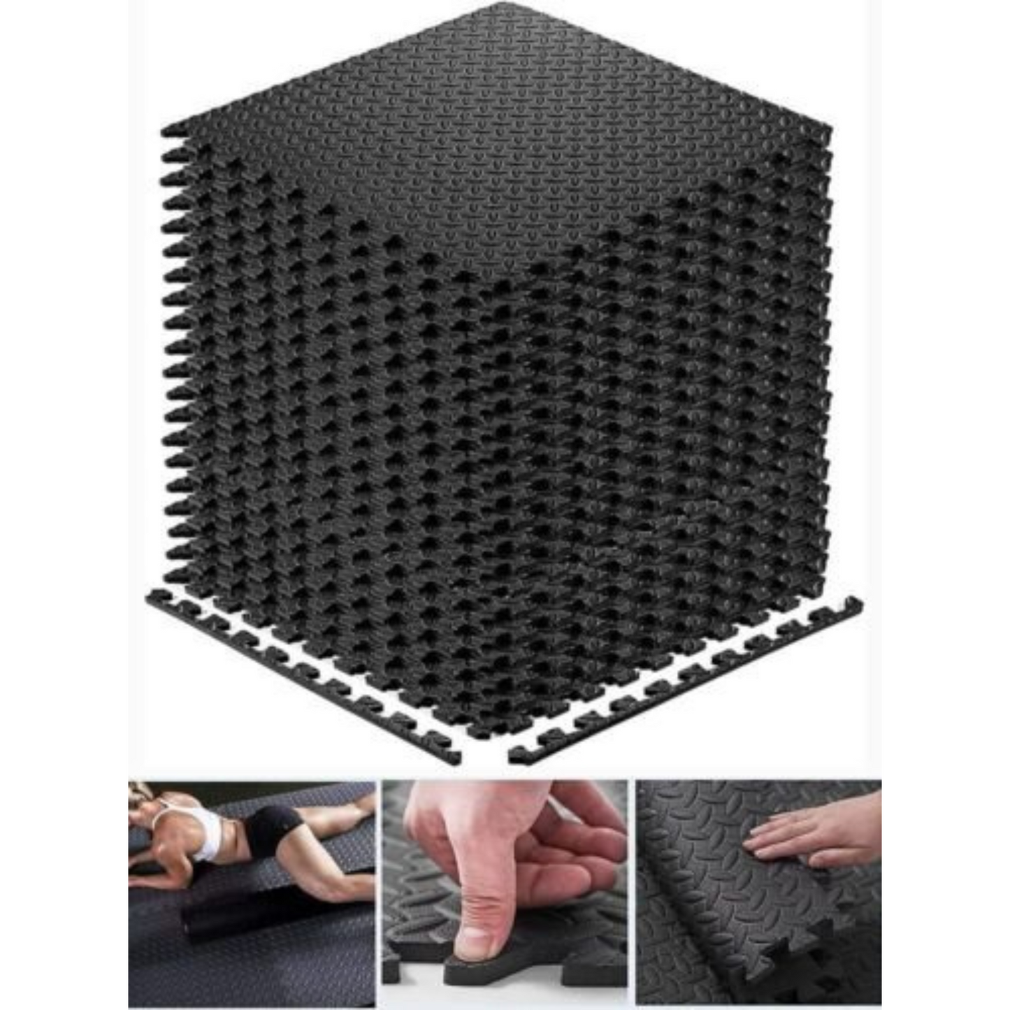 12 to 24x EVA Black Foam Mat Interlocking Heavy Duty Gym Flooring