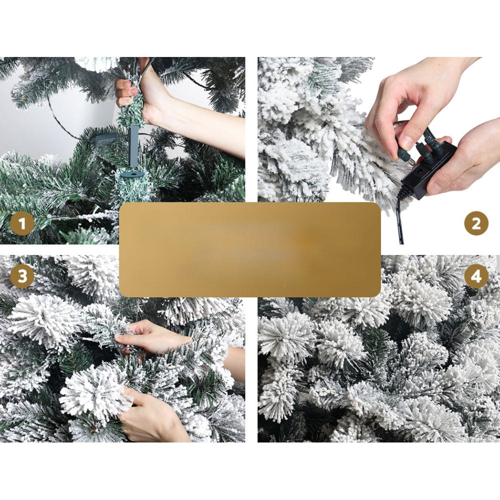 Christmas Xmas Tree with 350 LED Lights Snowy Tips - 1.8m