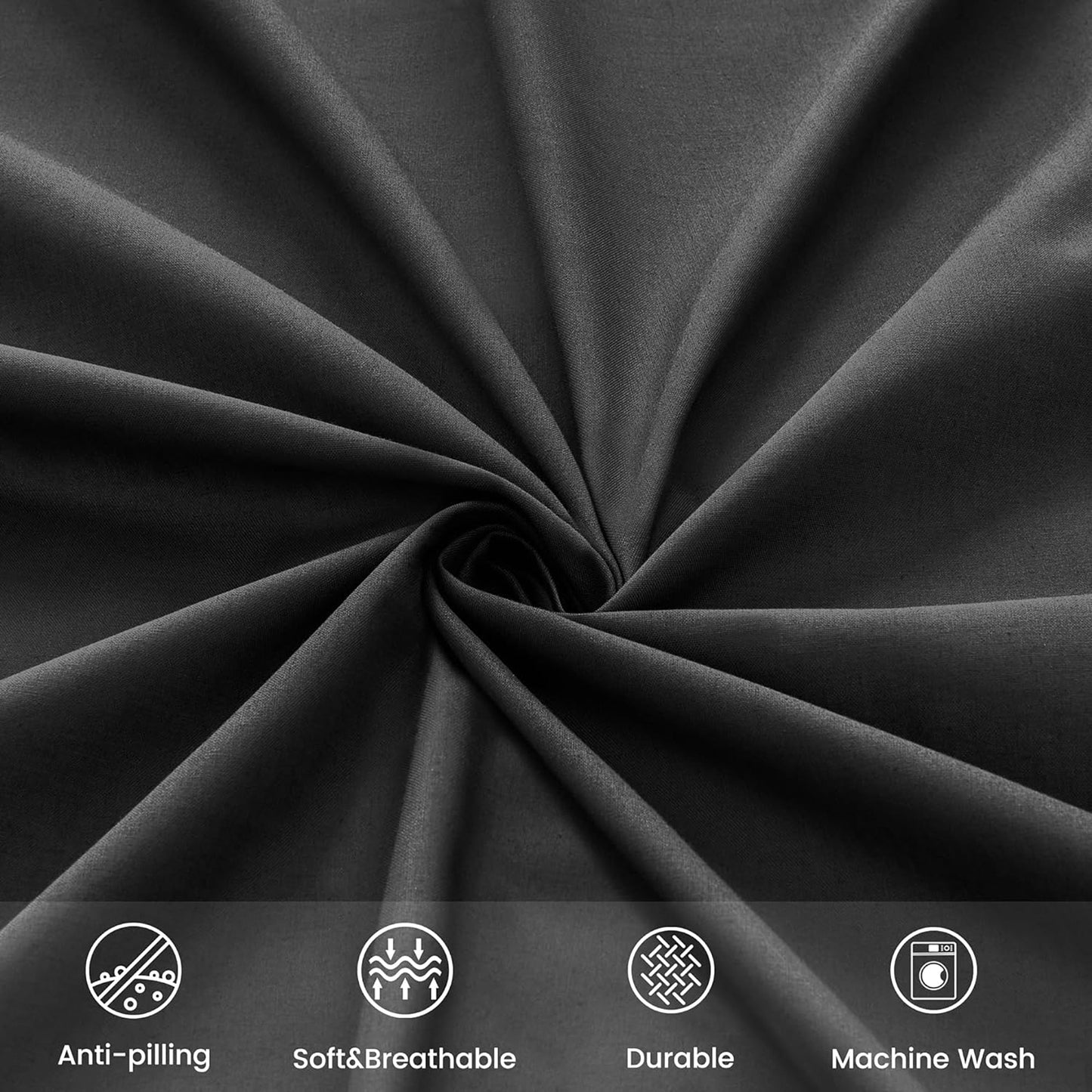 Envelope Closure Soft and Breathable 1000TC Cotton Blend Pillowcases - Black