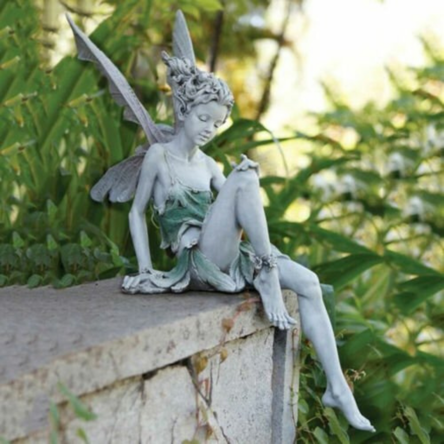 Outdoor Resin Fairy Statue Sitting Fairy Garden Ornament Sculpture Decor