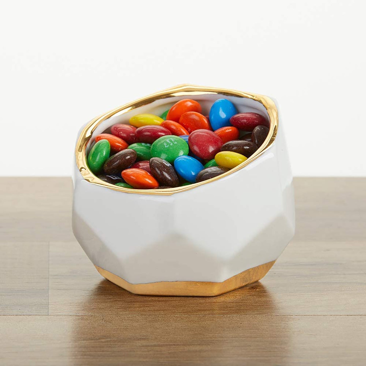 Geometric Ceramic Planters Decorative Bowls Set of 2 - White