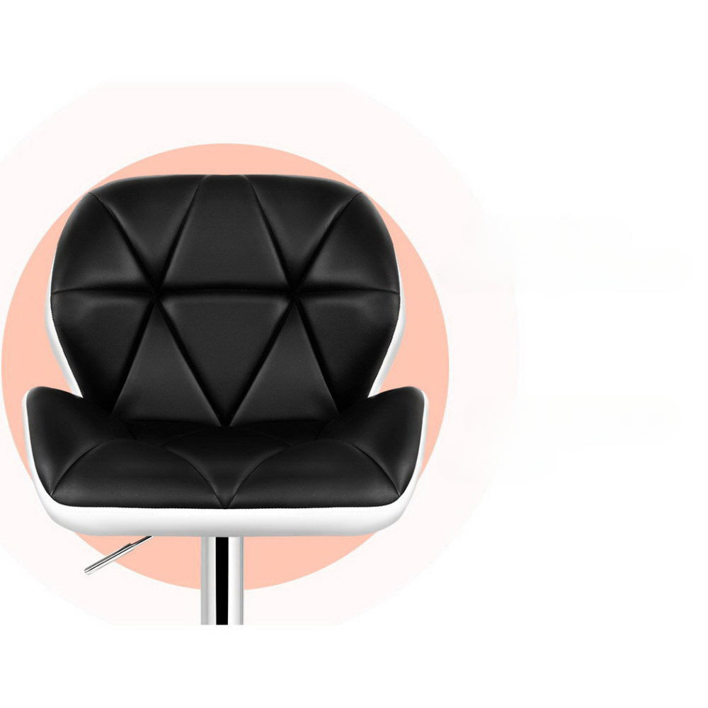 Set of 2 Kitchen Bar Stools - White, Black and Chrome