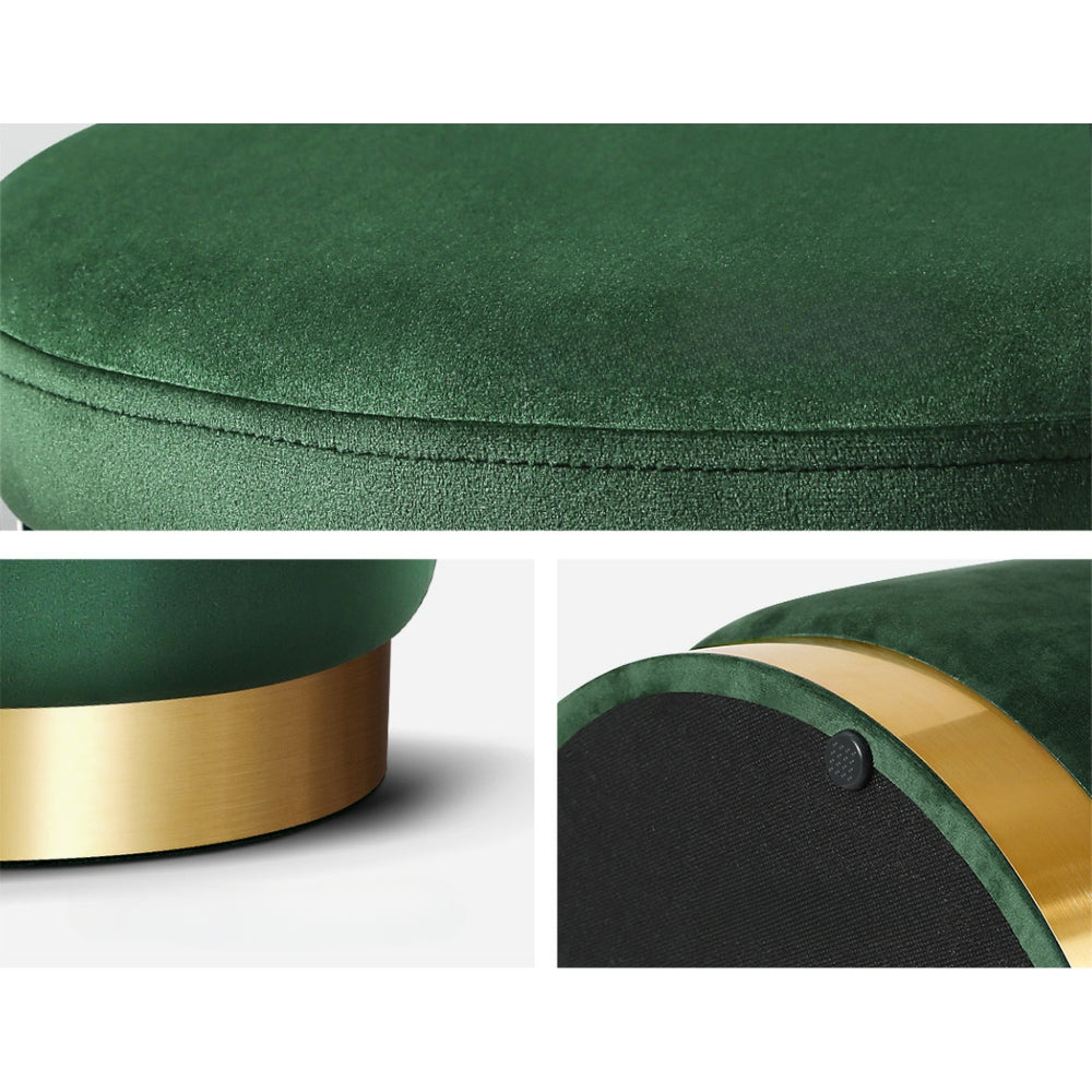 Storage Ottoman Foot Stool Round Velvet Foot Rest Pouffe Footstool Green