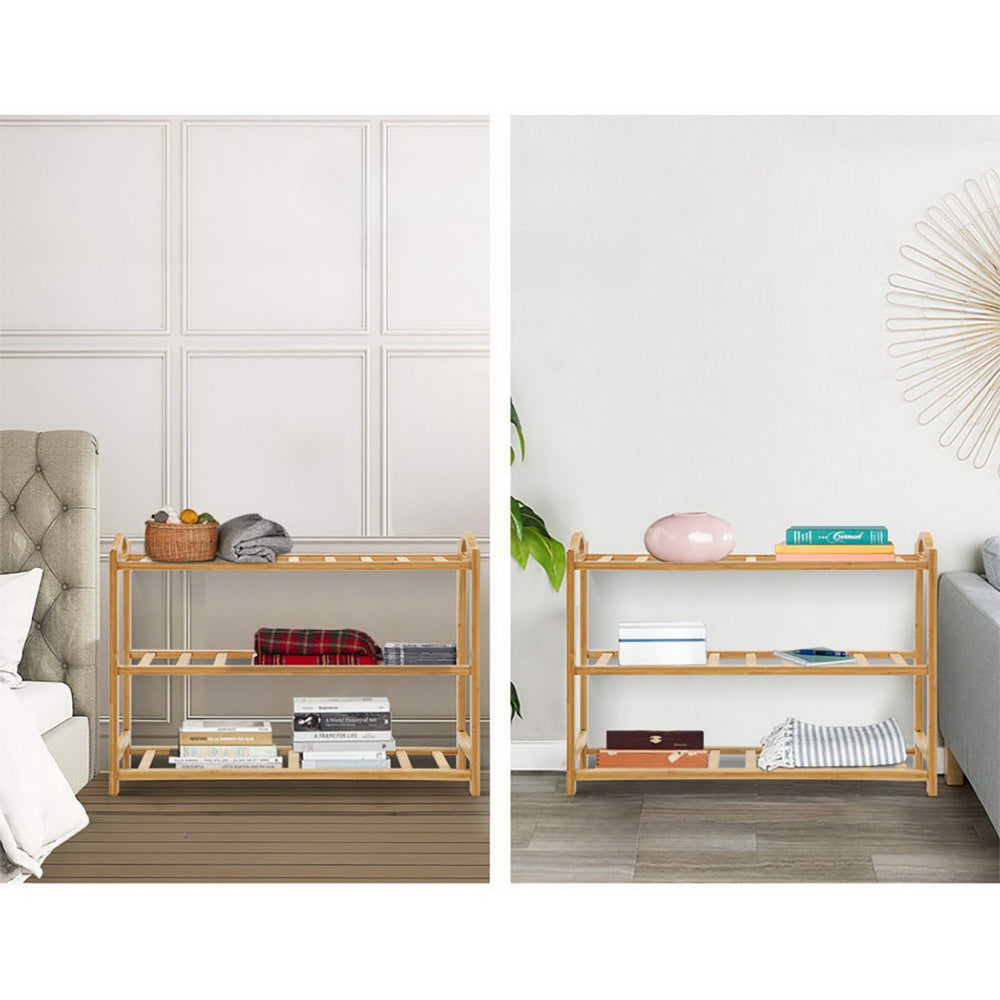 3 Tiers Bamboo Shoe Rack Storage Organiser Wooden Shelf Stand Shelves