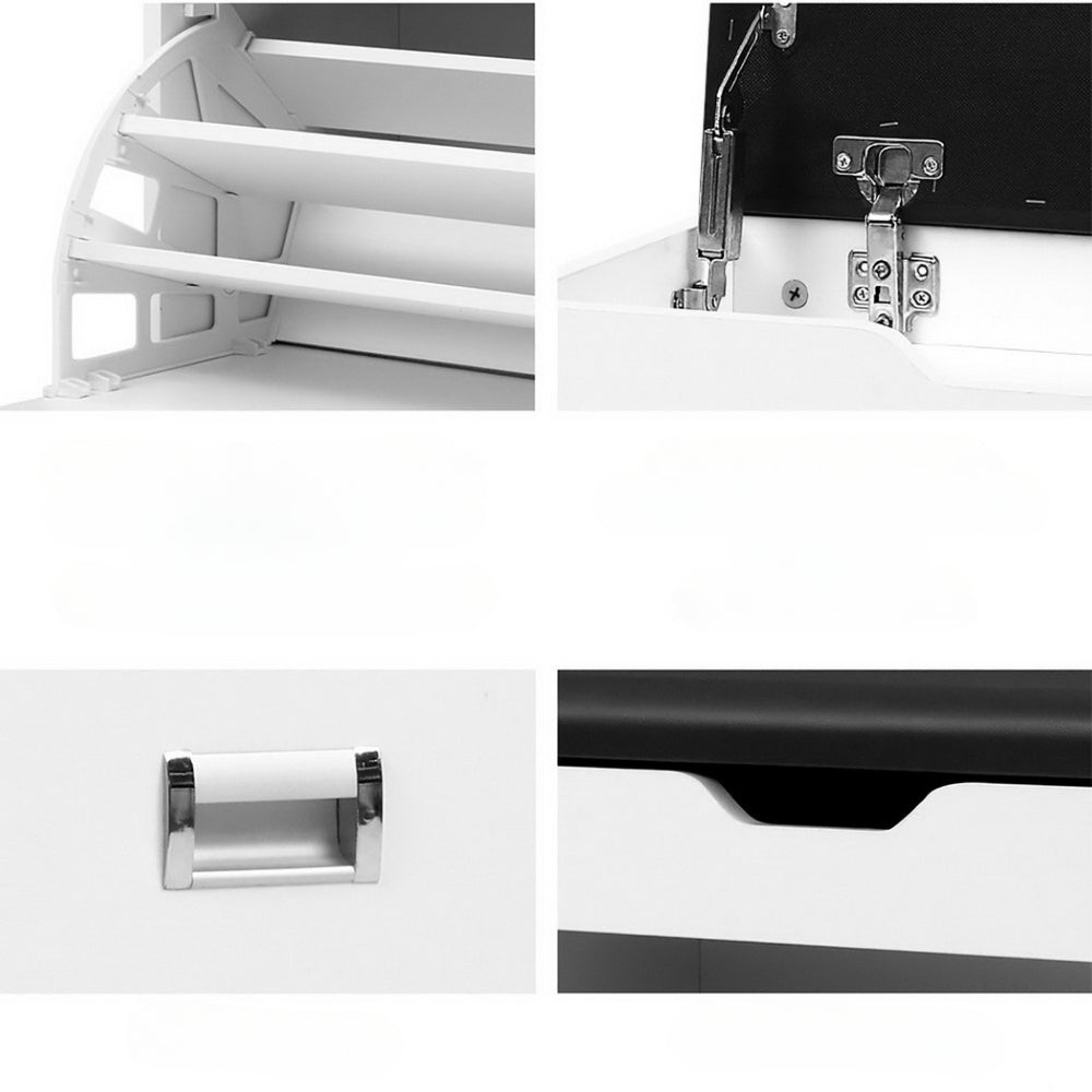 Shoe Cabinet Bench Shoes Organiser Storage Rack Cupboard White 15 Pairs