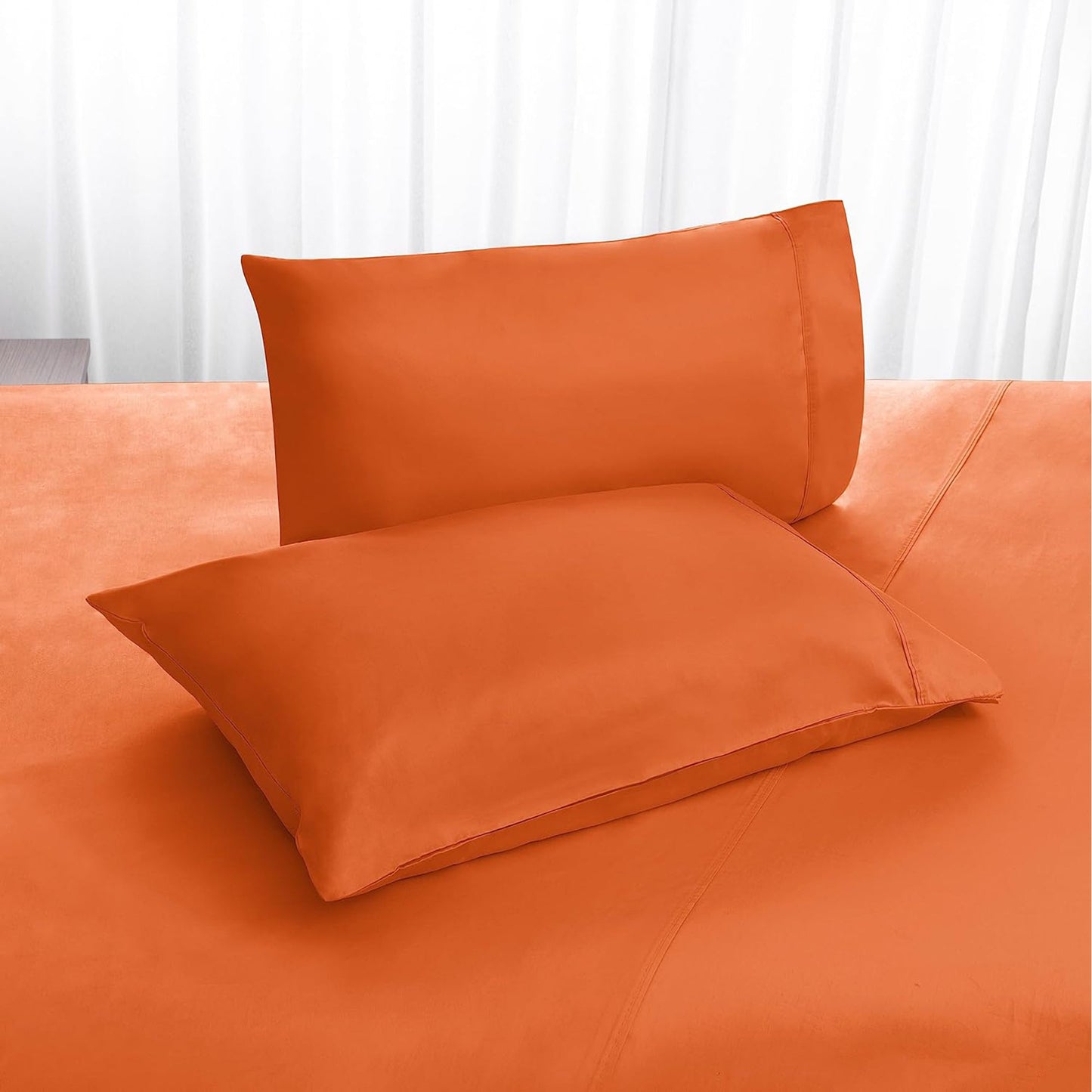 800TC Pure 100% Natural Cotton Sateen Weave Bed Sheet Set - Rust