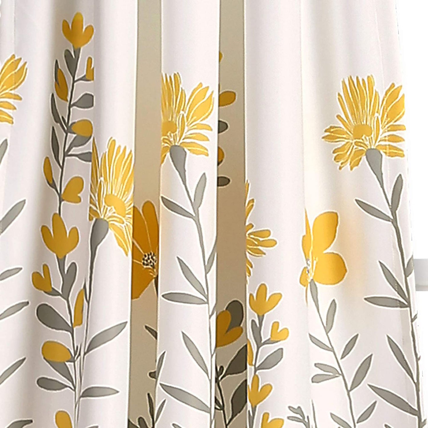 Room Darkening Curtains Floral Leaf Design Window Panel Drapes  84 x 52 - Yellow and Gray
