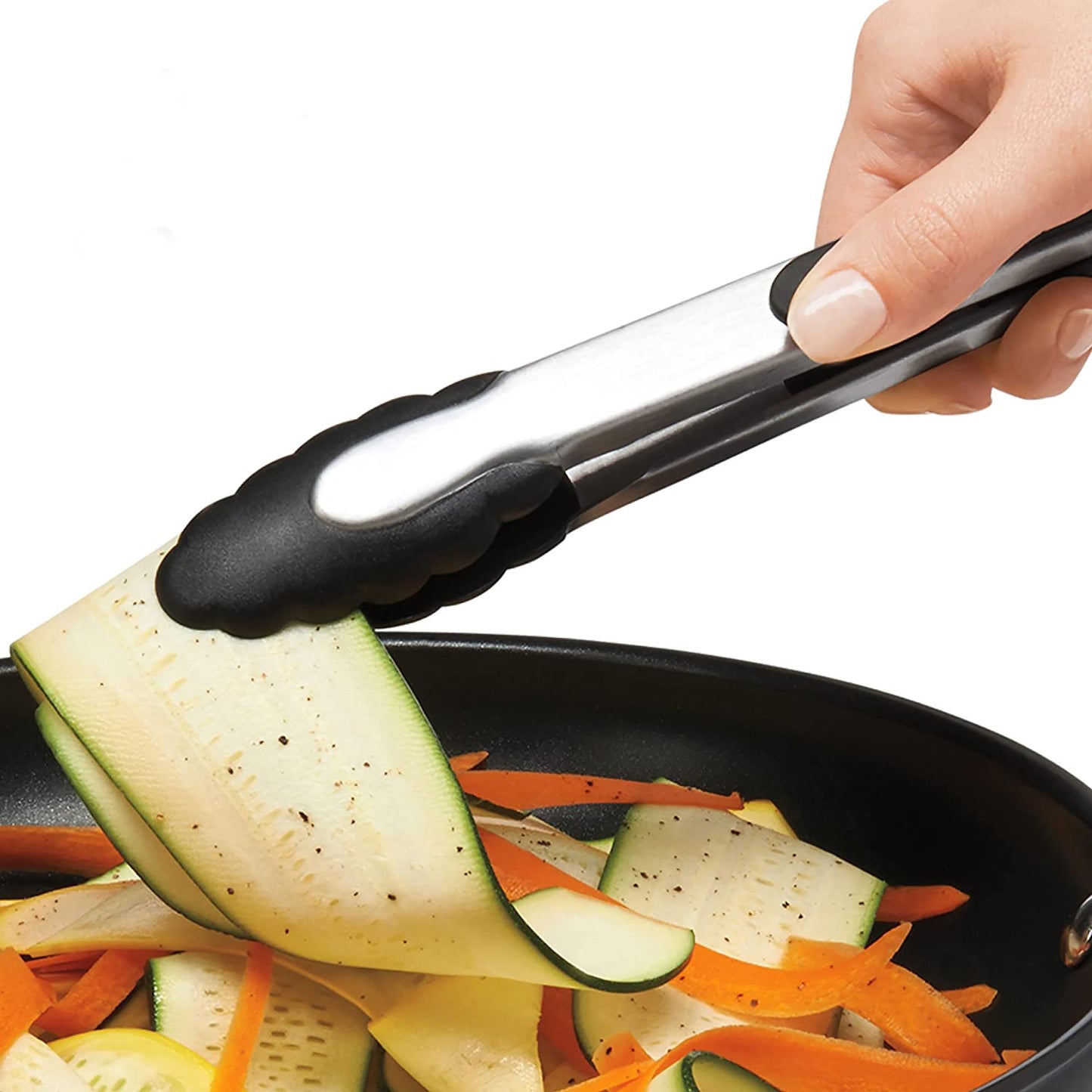 Stainless Steel Tongs with Nylon Head and Non Slip Grips - 9 Inch