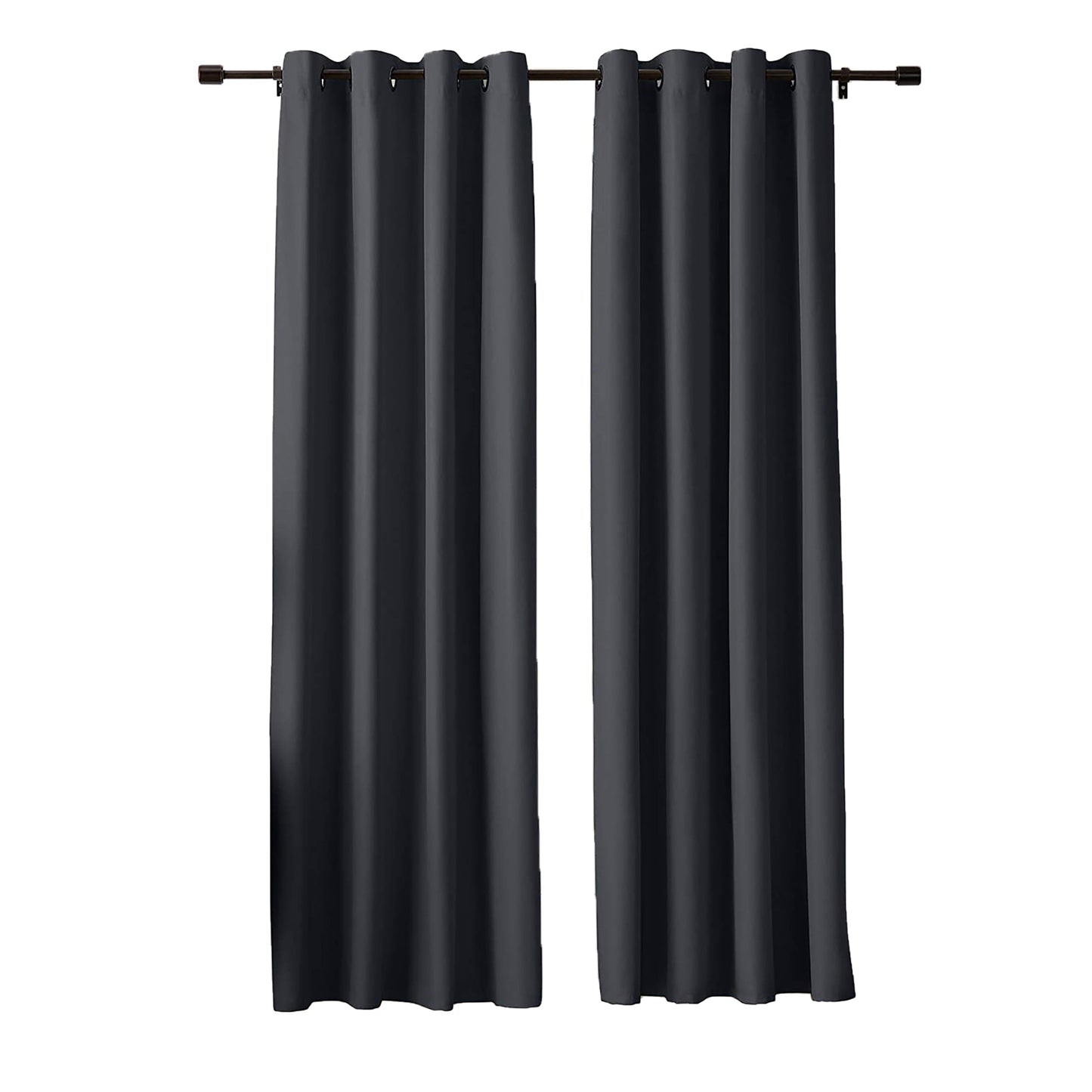 Room Darkening Blackout Window Curtains with Grommets 2 Panels - Black