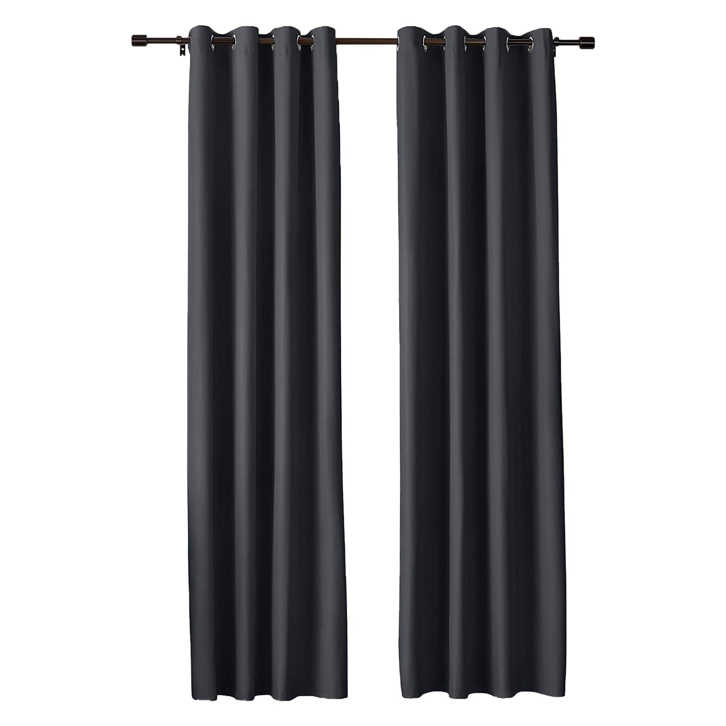 Room Darkening Blackout Window Curtains with Grommets 2 Panels - Black