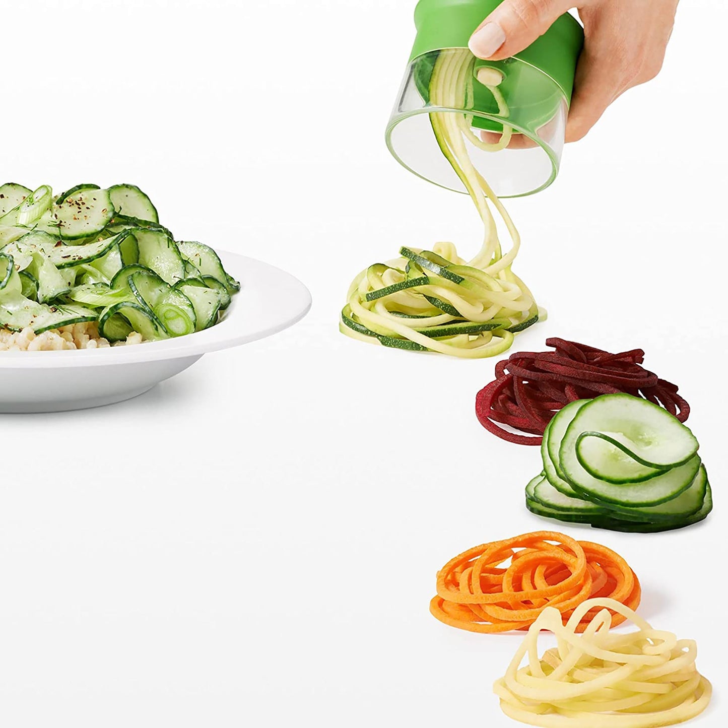 Stainless Steel 3 Blade Good Grip Hand Held Spiralizer Set - Green