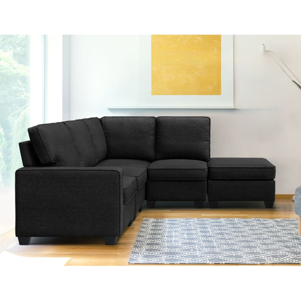 Sofa Lounge Set 5 Seater Modular Chaise Chair Suite Couch Dark Grey